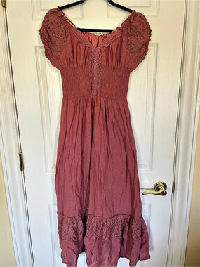 Anna-Kaci Lace Trim Maxi Dress in Pink